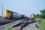 UP 2212 passes 1379 in the Bloomington Yard 